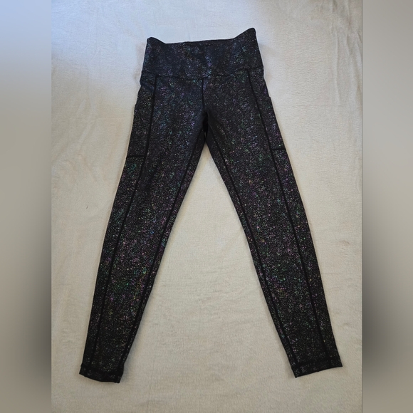 LoveHerShop Slimming Rainbow Paint Splatter Leggings Size Large - Picture 3 of 8